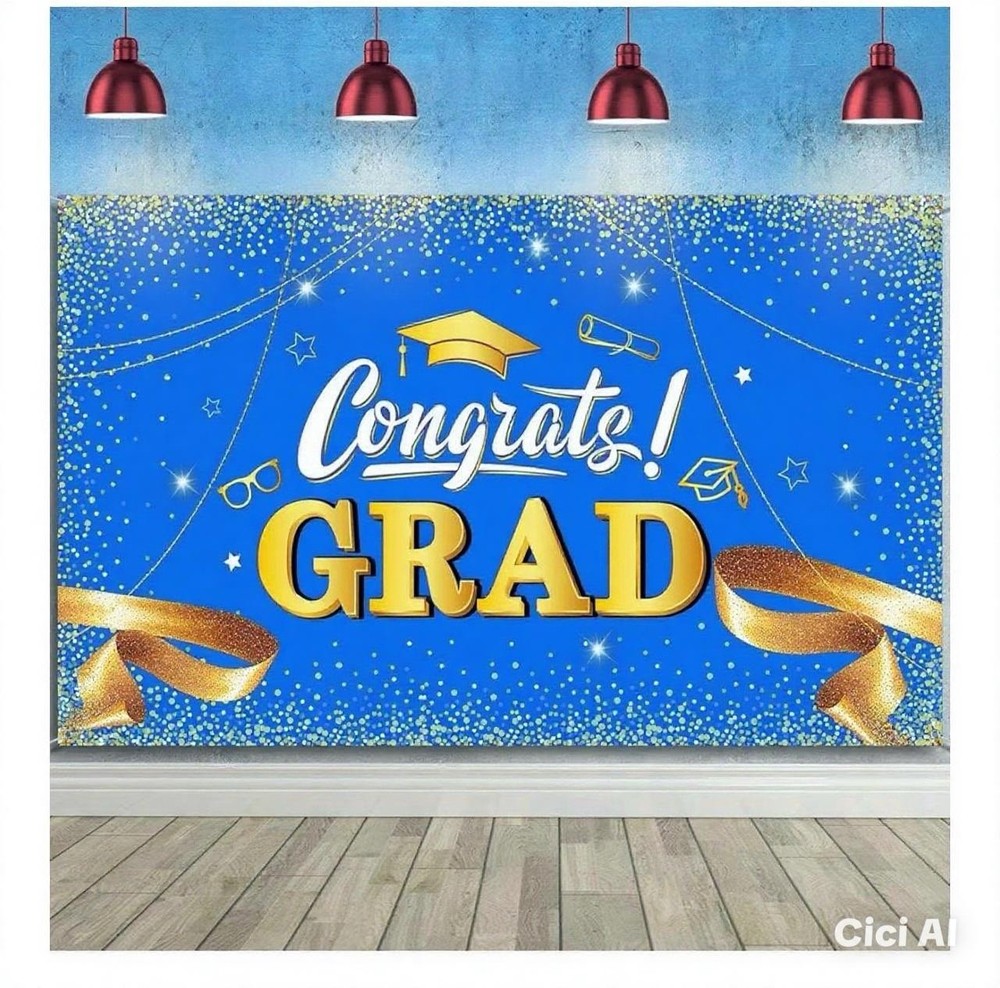 Fabric Background for Graduation Party Supplies 72.8 x 43.3 Inch Royal Blue