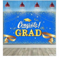 Fabric Background for Graduation Party Supplies 72.8 x 43.3 Inch Royal Blue