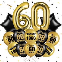 60th Decorations for Men Vintage 1966 60th Balloons with 32 Inch Gold Number …