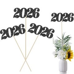 12 PCS Black Glitter 2026 Number Centerpiece Sticks New Year Graduation