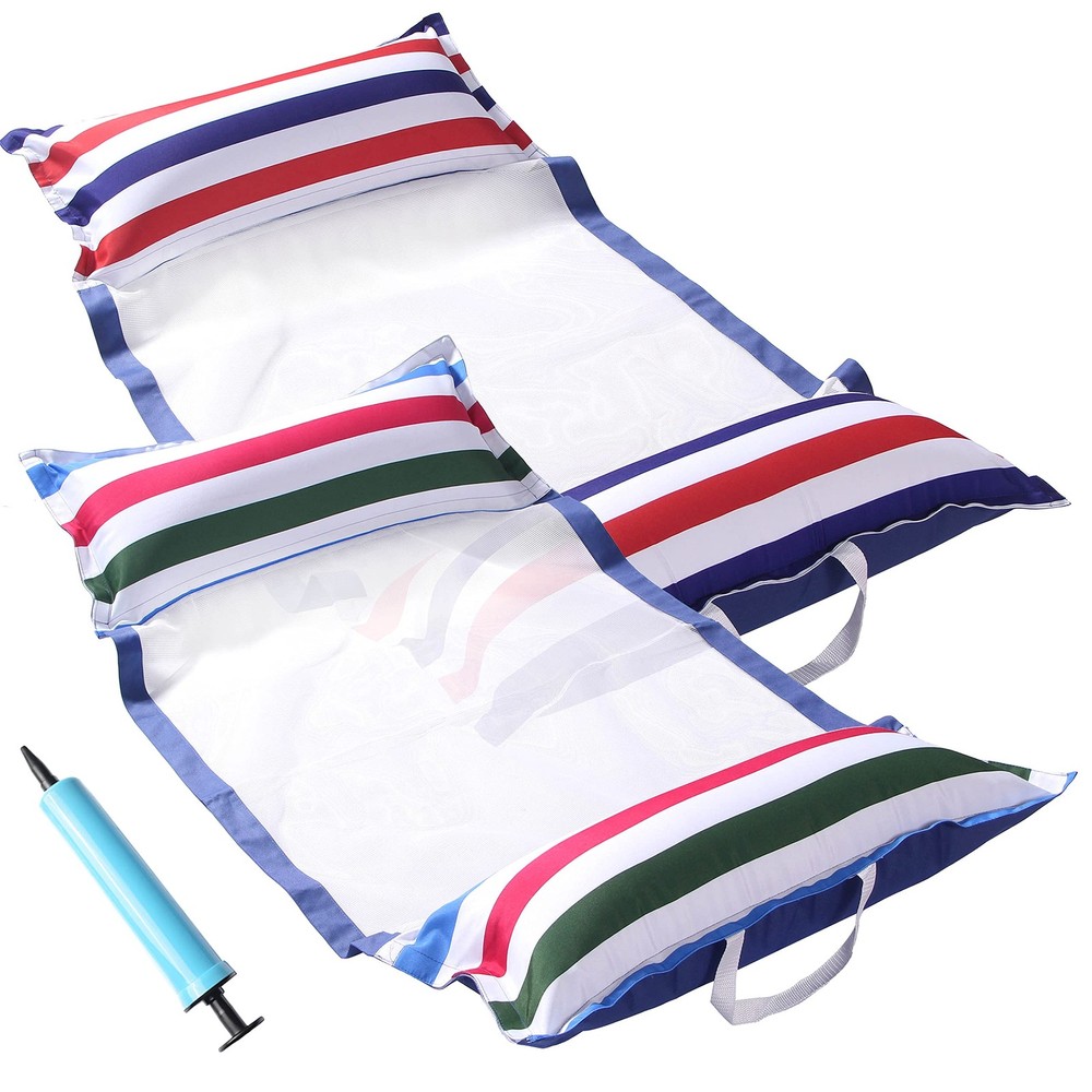 Fabric Pool Hammock Floats, XL, 2Pack Inflatable Water Hammocks Floaties 4-in…