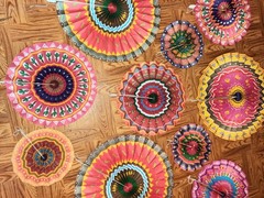 10 Pc Mexican Latin Paper Fan Hanging Fiesta Party Decorations 2 Sided