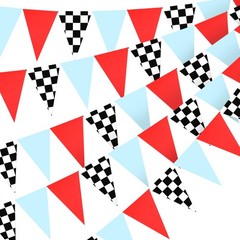 Tiamon 5 Pcs Racing Car Flag Banner Party Decorations Red Blue Black White Ch…