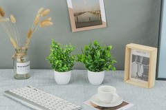 Miracliy 4 Pack Mini Fake Plants Artificial Eucalyptus 7.1″H × 4.7″W, Green