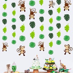 Monkey Palm Leaves Cutouts Garland Jungle Party Decorations Monkeys