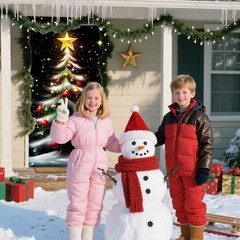 Christmas Door Cover for Front Door Decorations Festive Sparkling Christmas T…