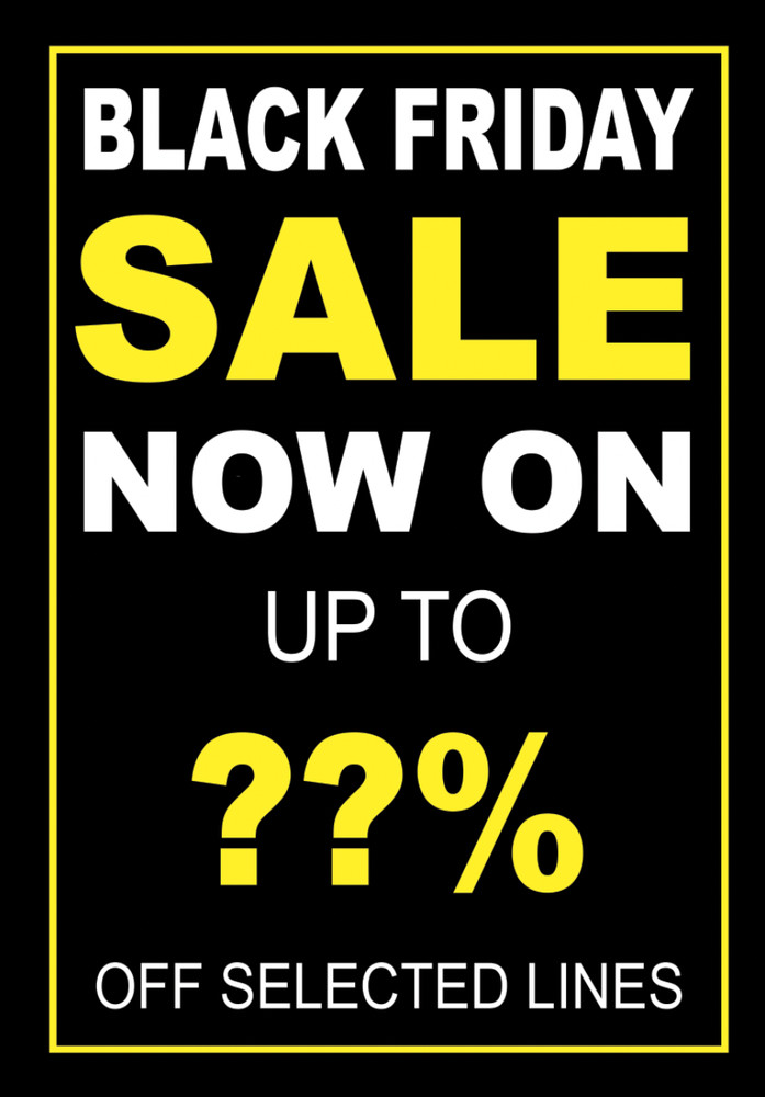 Black Friday Sale Poster Bespoke Text Wording Logo Any % Discount Retail Shop