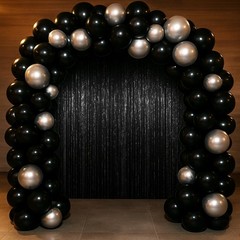 Voircoloria 3 Pack 3.3 x 6.6 ft Black Foil Fringe Backdrop Curtains, Tinsel