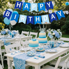 Happy Birthday Banner Pre-Strung Birthday Decorations Birthday Party Backdrop Si