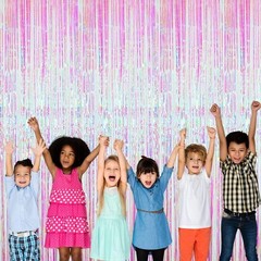 Durable 3.2 ft x 9.8 ft Tinsel Fringe Curtains – Perfect for Weddings and Events