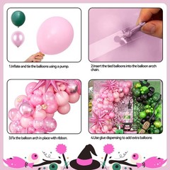 Pink Green Balloon Arch Garland Kit with Pearl Light Pink Dark Metallic Green…