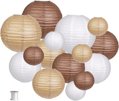 Assorted Sizes Paper Lanterns Set, 15Pcs for Rustic Weddings & Special Occasions