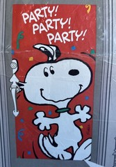 Vtg Hallmark Snoopy Red Party Party Party Door Decoration Banner