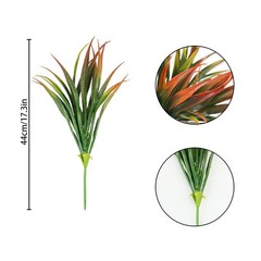 Phliofd 6Pcs Artificial Grass Fake Plants 17.3in Outdoor Plastic 6 Pcs, Red