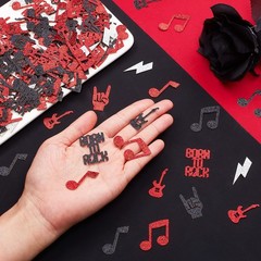 200 PCS Born To Rock Party Confetti Red Black Music Note Decorations Birthday