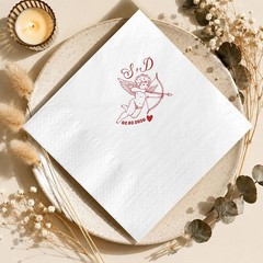 Personalized Wedding Napkins Cupid Design Custom Cocktail Decor SATTNA0720
