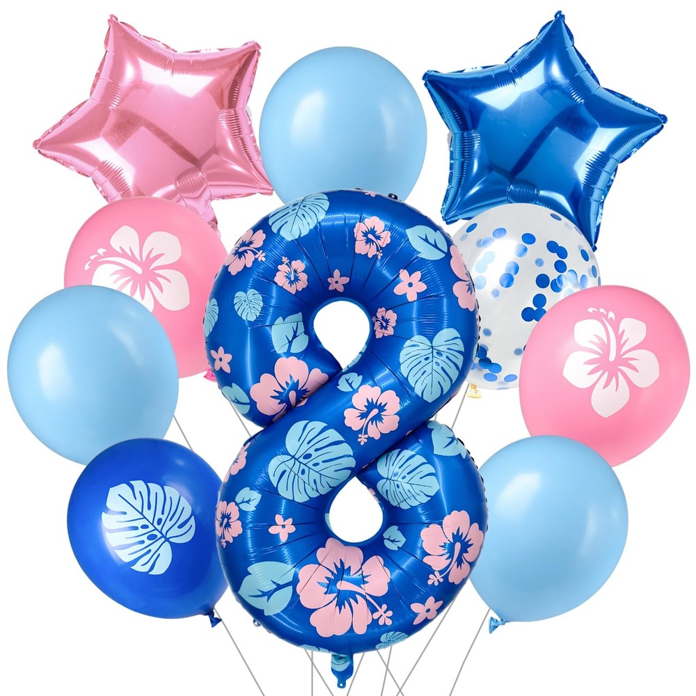 Tropical Floral Number large Balloon – 10-pack, includes hibiscus and palm le…