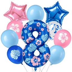 Tropical Floral Number large Balloon – 10-pack, includes hibiscus and palm le…