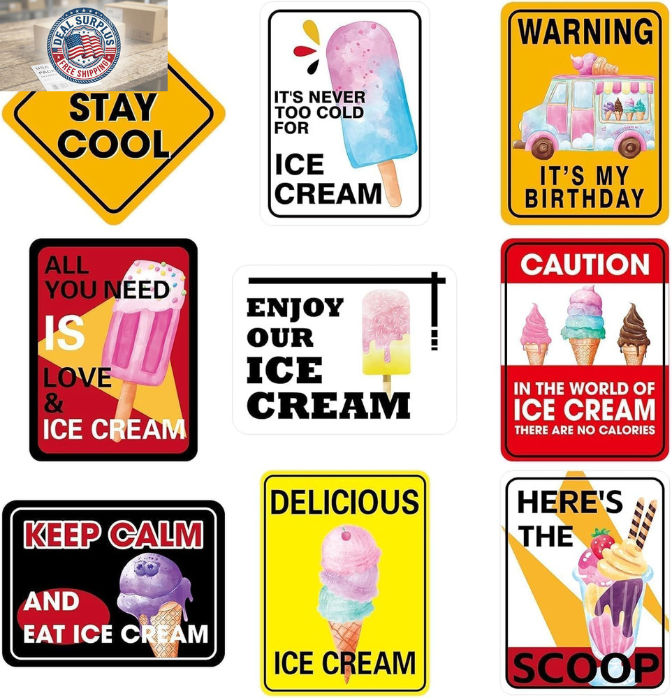 Wernnsal Ice Cream Party Decorations – 9PCS Ice Cream Sign Birthday Party Decora