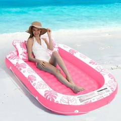 Inflatable Tanning Pool Lounger Float with Cervical Pillow – Pool Floats Adul…