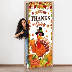 Thanksgiving Party Decorations Large Size Happy Thanksgiving Door Cover for F…