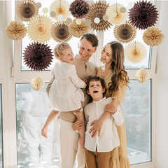 Brown Party Decorations Brown and Beige Paper Fans Party Decorations Neutral Par
