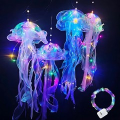 Jellyfish decorations, set of 4 jellyfish lanterns (4 colours)