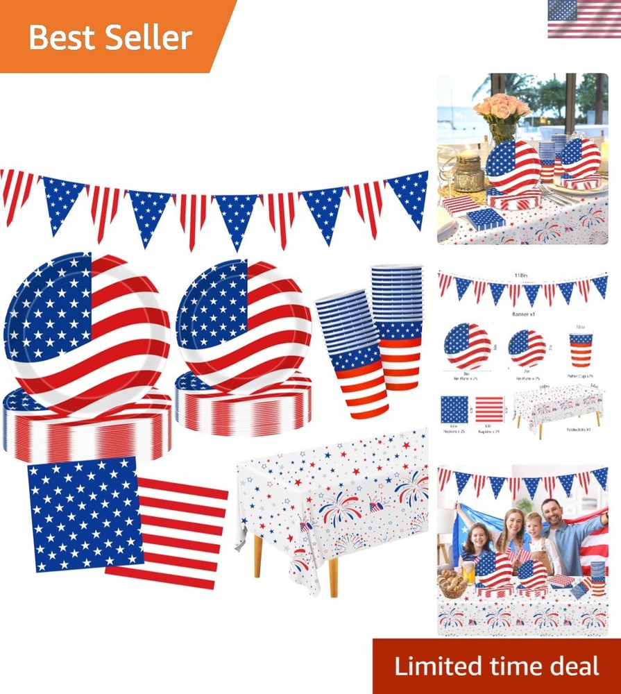 All-in-One Disposable Patriotic Party Set for Independence Day Celebrations