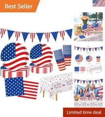 All-in-One Disposable Patriotic Party Set for Independence Day Celebrations