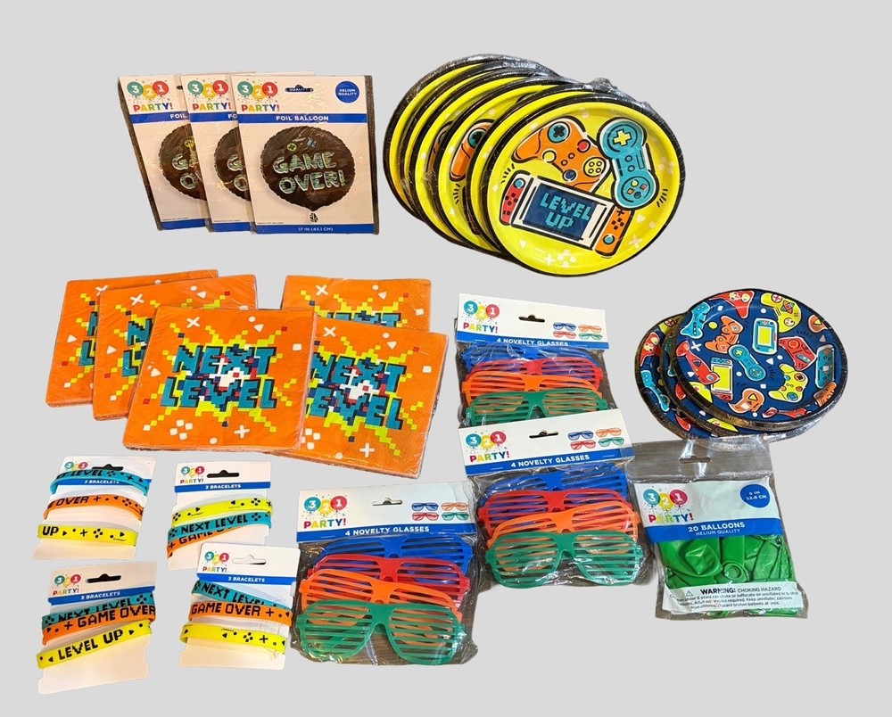 25 Pc Video Game Birthday Party Supplies Bundle Balloons Plates Napkins Favors