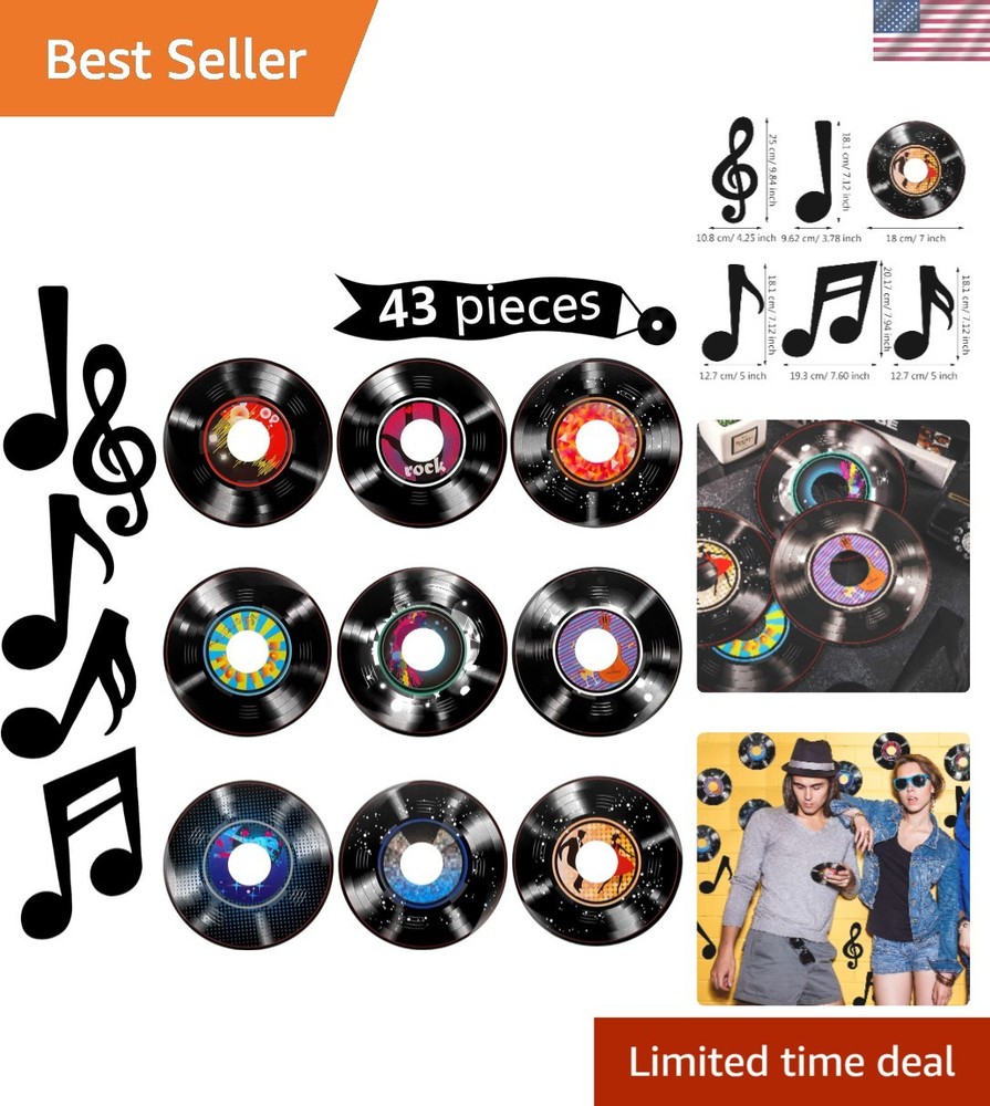 43-Piece Musical Party Decorations: Cutouts for Rock & Roll Themed Events