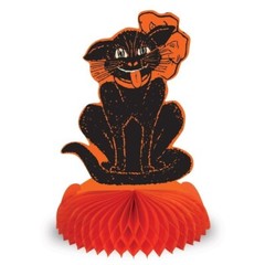 Beistle Vintage Halloween 4 Pack 9in Tissue Centerpieces Witch Creepy Clowns Cat