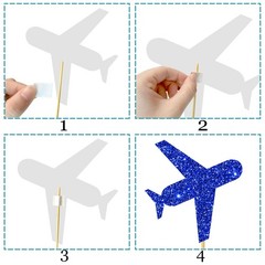 Glitter Airplane Party Centerpiece Sticks 12 PCS Table Toppers Aviator Decor