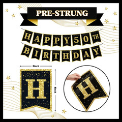 Happy 50Th Birthday Banner – Pre-Strung Birthday Party Decorations for 50Th Birt