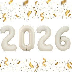 16 Inch 2026 Gold Foil Number Balloons, 2026 New Years Decorations for 2026 Happ