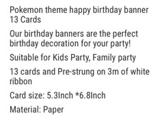 Five Pokemon Happy Birthday Banners Pikachu New