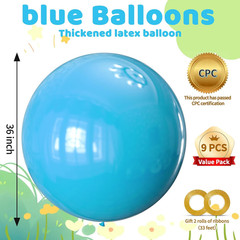Light Blue Balloons 9Pcs 36 Inch Extra Large Big Jumbo Giant Baby Sky Aqua Blue
