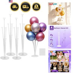 4 Sets Balloon Stand Kit For Table, Balloon Sticks with Base Birthday Graduat…