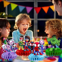 Spider Birthday Party Supplies 8Pcs Honeycomb Table Centerpiece, Cartoon Birthda