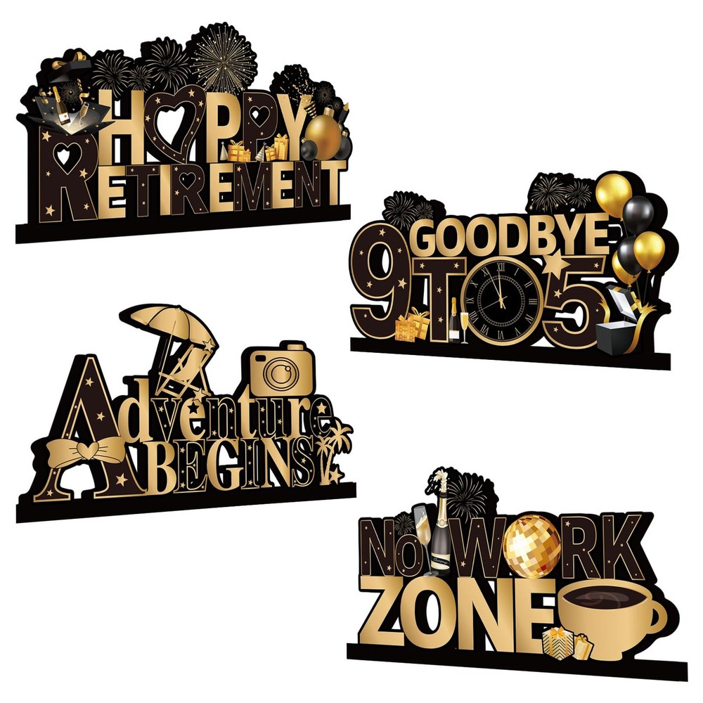4 PCS Retirement Party Wooden Table Centerpieces Tiered Tray Decor