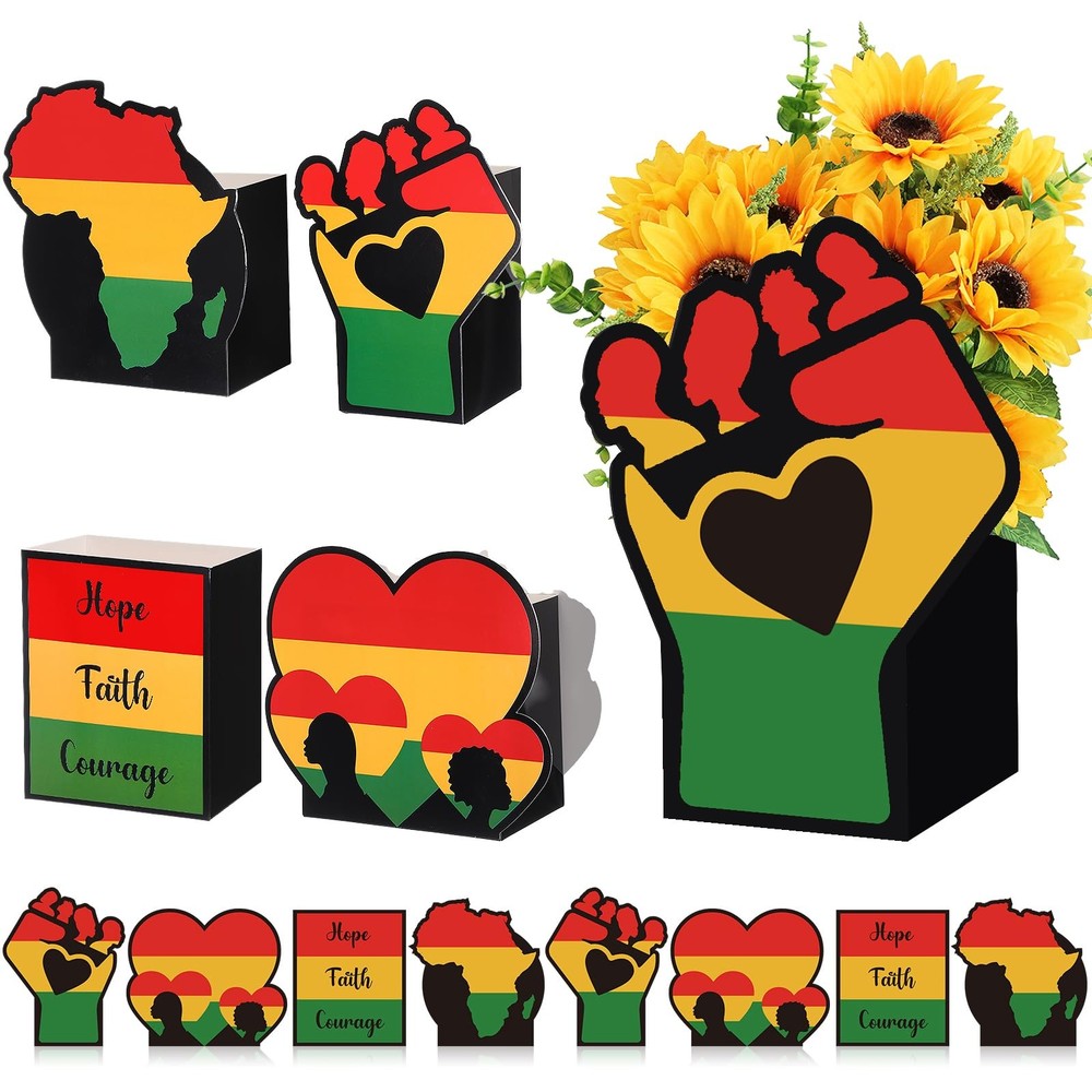 12 PCS Black History Month Decoration Flower Paper Vase Centerpiece Table