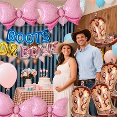 Boots or Bows Gender Reveal Party Decorations Western Themed Party Balloons C…