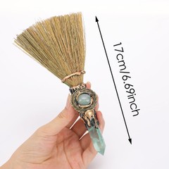 Witch Cinnamon Broom Natural Crystal Magic Sweeper Rose Quartz Tower Broom DIY
