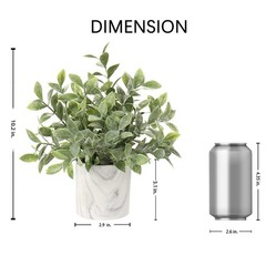 Hollyone Mini Artificial Potted Plants Fake in Marble 8″x9″, Green-#10