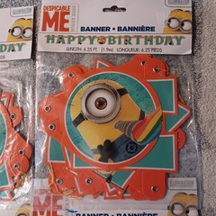 (4) Despicable Me Happy Birthday Banners – Kids Party – 6.25 Ft NEW