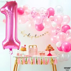 , Hot Pink 1 Balloon Number for First Birthday – 40 Inch | Number One Balloon…