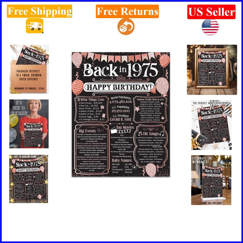 51st Birthday Poster Unframed 11×14 Retro 1975 Gift for Men Women