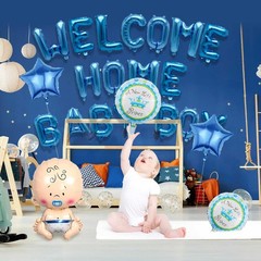 Welcome Home Baby Boy Balloons – 23 Pcs Navy Blue Letter Foil Balloons Glitte…