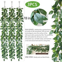 Mizii 3 Packs Artificial Vines Garland 78» Fake Ficus Vine Greenery Garland