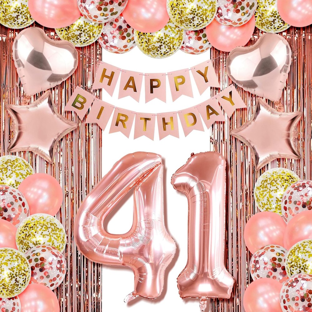 Rose Gold 41st Birthday Decorations For Her Party Decor Supplies Accessories